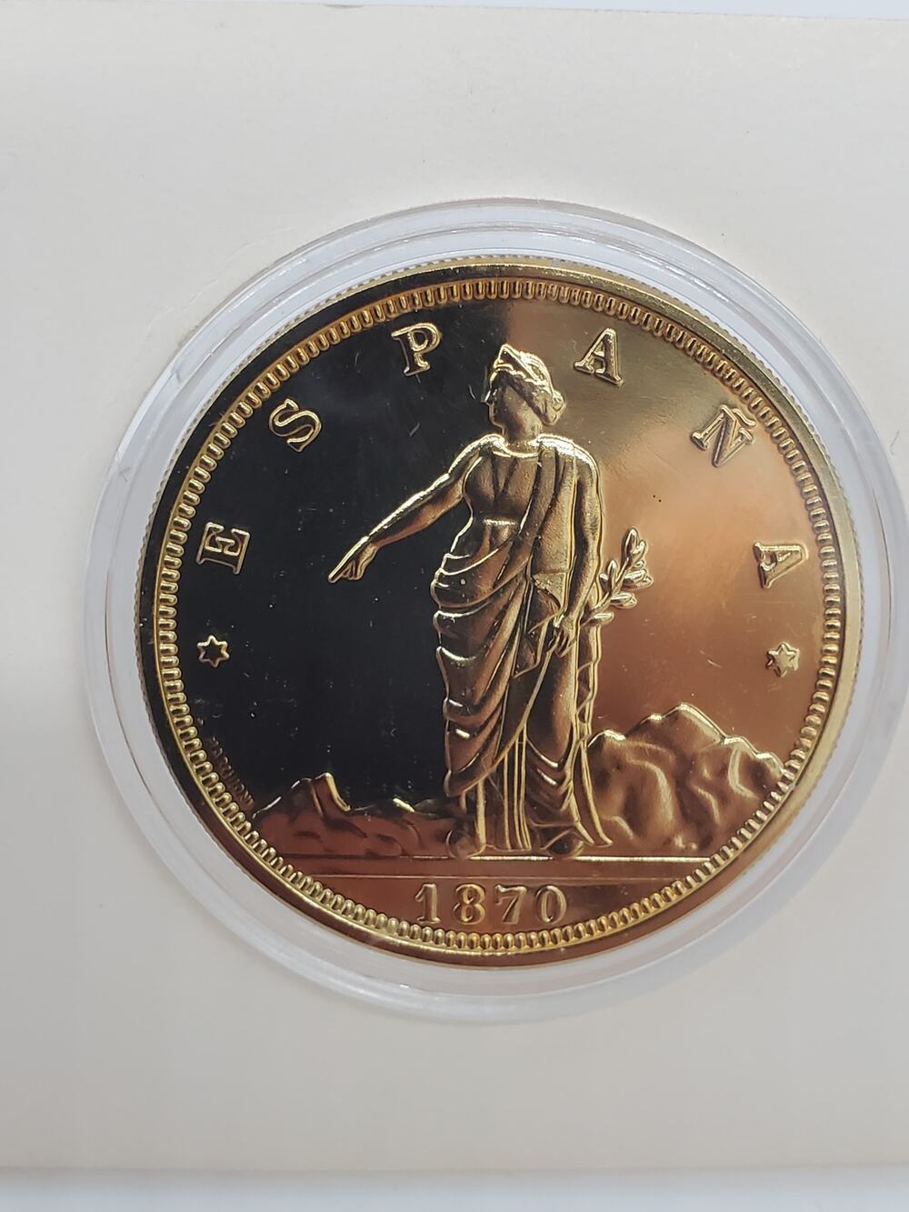 1870 Spain Provisional Goverment 100 Pesetas Golden Replica Coin